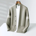Women's Merino Wool Cardigan with Sleeve Stripes