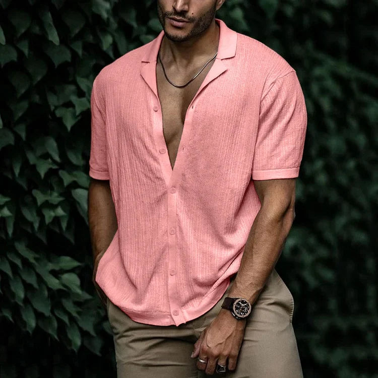 Men's Casual Short Sleeve Button Up Shirt