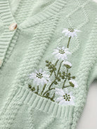 Winsome™ | Women's Floral Embroidered V-Neck Button Cardigan