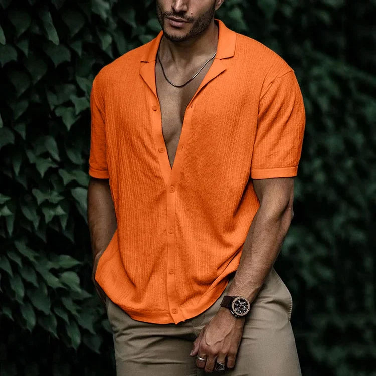 Men's Casual Short Sleeve Button Up Shirt