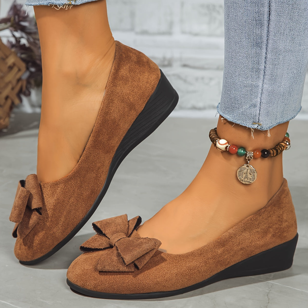 Women's Orthopaedic Flat Shoes with Bow Detail