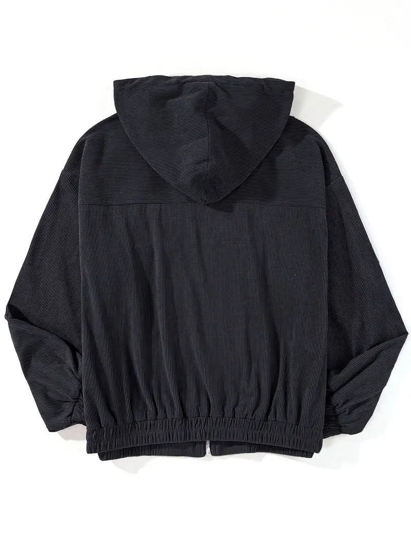 Corduroy Jacket | Dames jas van ribstof met ritssluiting en rechte pasvorm