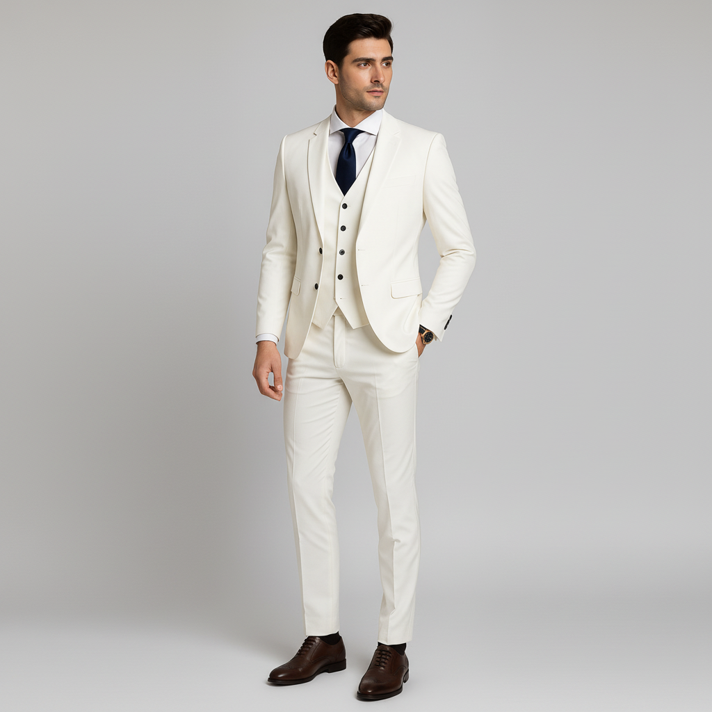 Men's 3-Piece Suit with Waistcoat - Jacket, Vest & Trousers