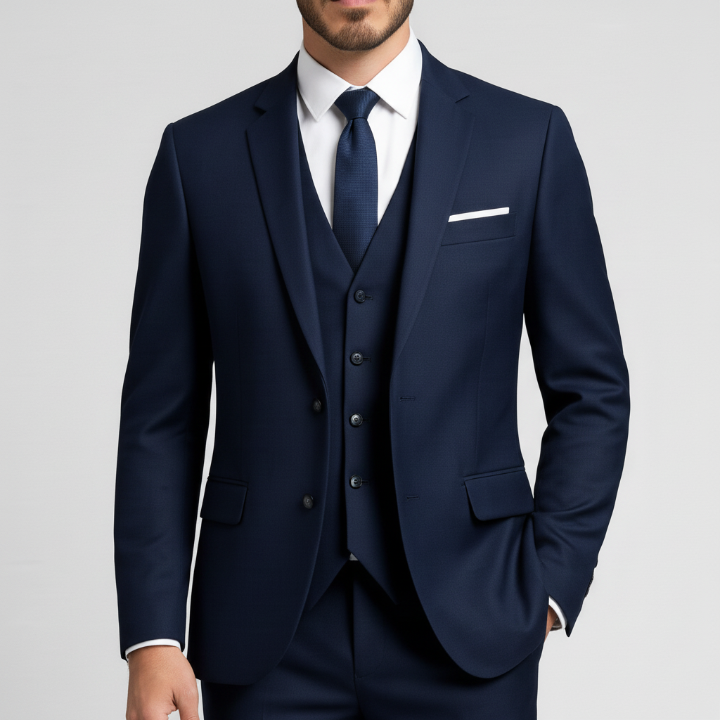 Men's 3-Piece Suit with Waistcoat - Jacket, Vest & Trousers