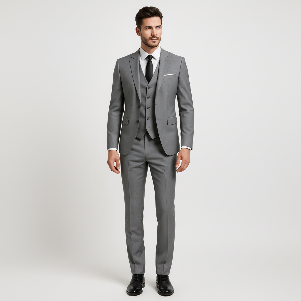 Men's 3-Piece Suit with Waistcoat - Jacket, Vest & Trousers