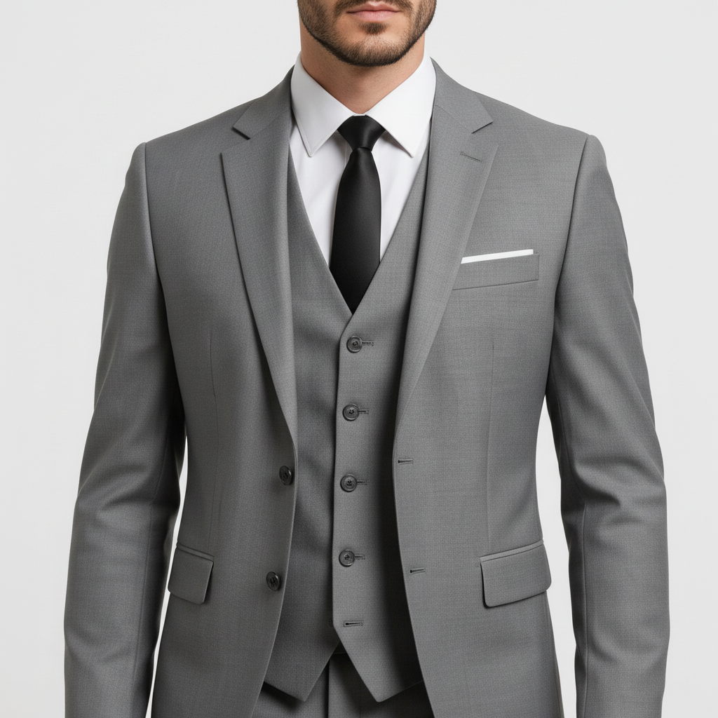 Men's 3-Piece Suit with Waistcoat - Jacket, Vest & Trousers