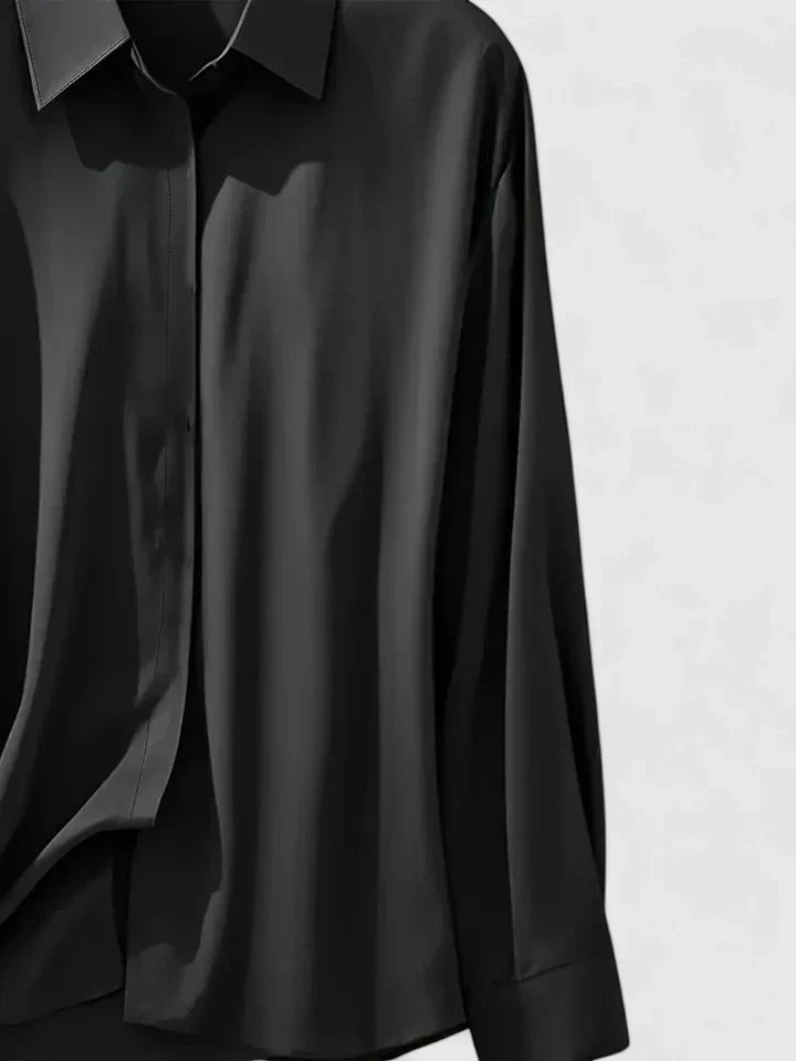 Women's Blouse with Hidden Button Placket for Office Wear