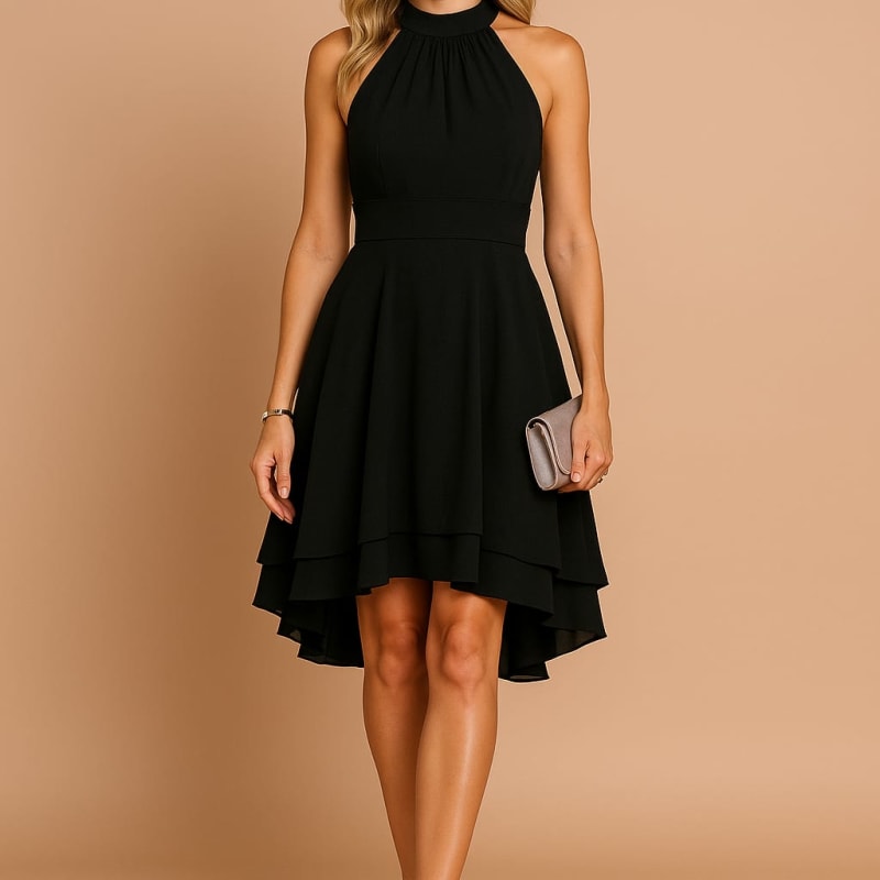 Emmeline Ashford Halter Neck Tiered A-Line Wedding Guest Dress_1