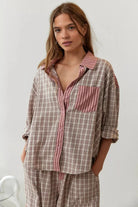 Women's Loungewear Pyjama Set with Button Top and Drawstring Trousers