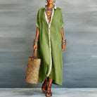 Women's Button Down Maxi Shirt Dress with Collar