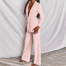 Evelyn – Taillierter Blazer & Weit geschnittene Hose Anzug - Set - Cecile LavelleDunkelrosa
