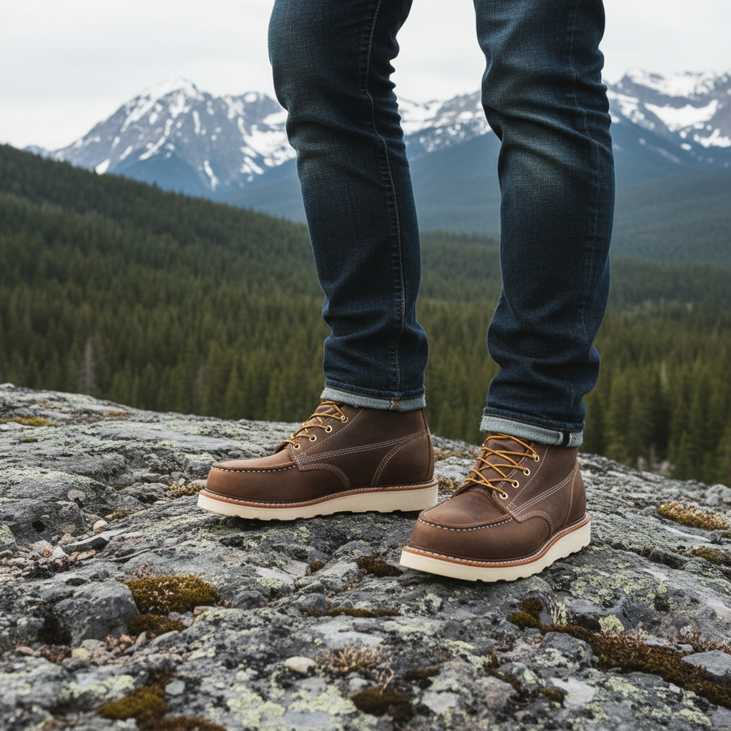 Men's 6-Inch Moc-Toe Work Boots - Leather Ankle Boots