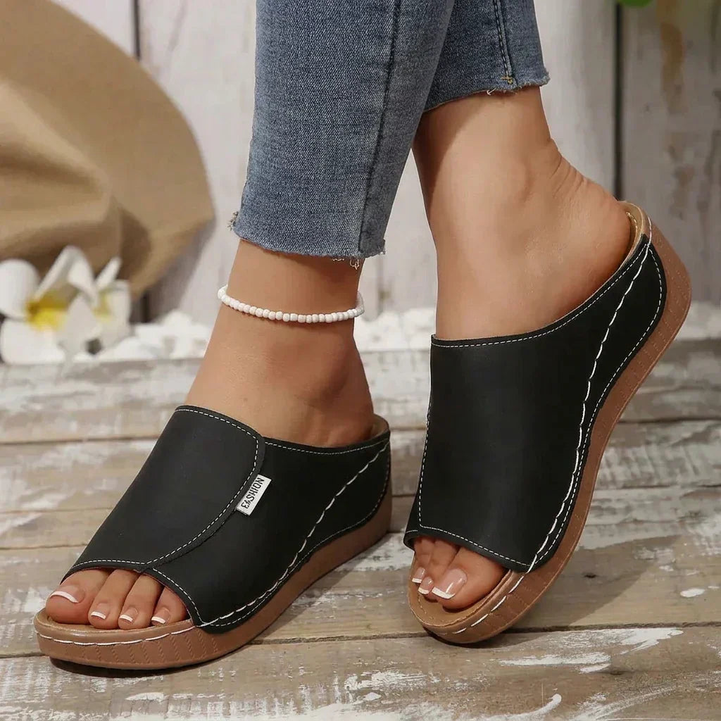 Women's Slip-On Sandals with Mid-Heel Platform