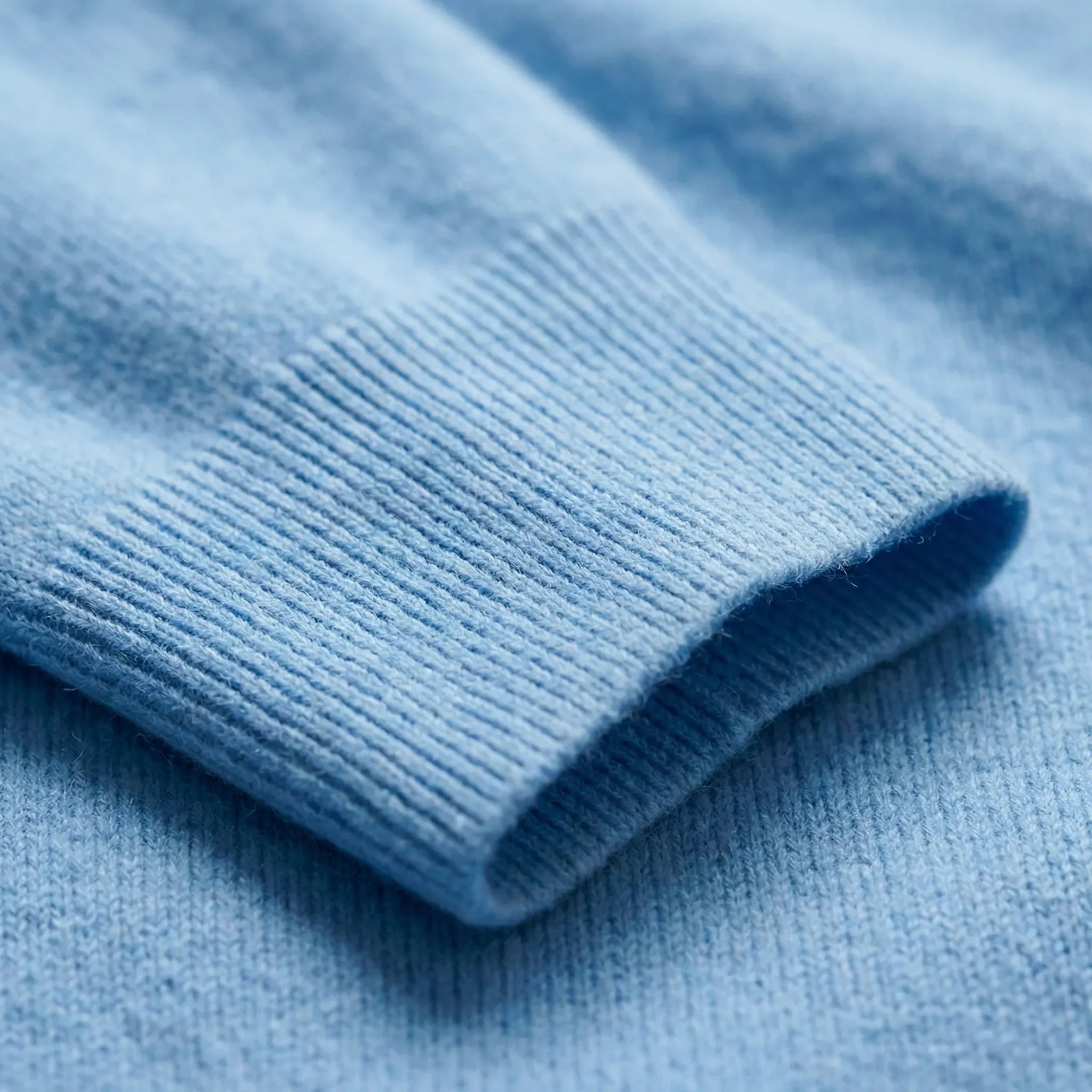 Fall sweater — Light blue cashmere sleeve detail, showcasing ribbed texture — view 3 — view 3