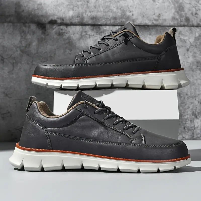 Men's Leather Sneakers with Orthopedic Cushioned Insole
