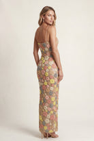 Floral Pastel Floral 3d Embroidered Fitted Maxi Dress - Photo 3