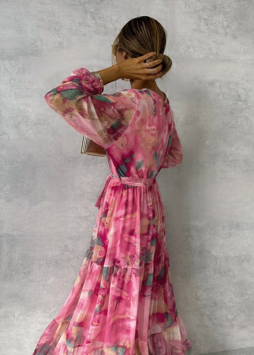 Florales Maxikleid mit Ärmeln - Cecile LavelleRosa