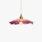 Flower Petal Glass Pendant Light Scalloped Shade Brass Pink Vintage