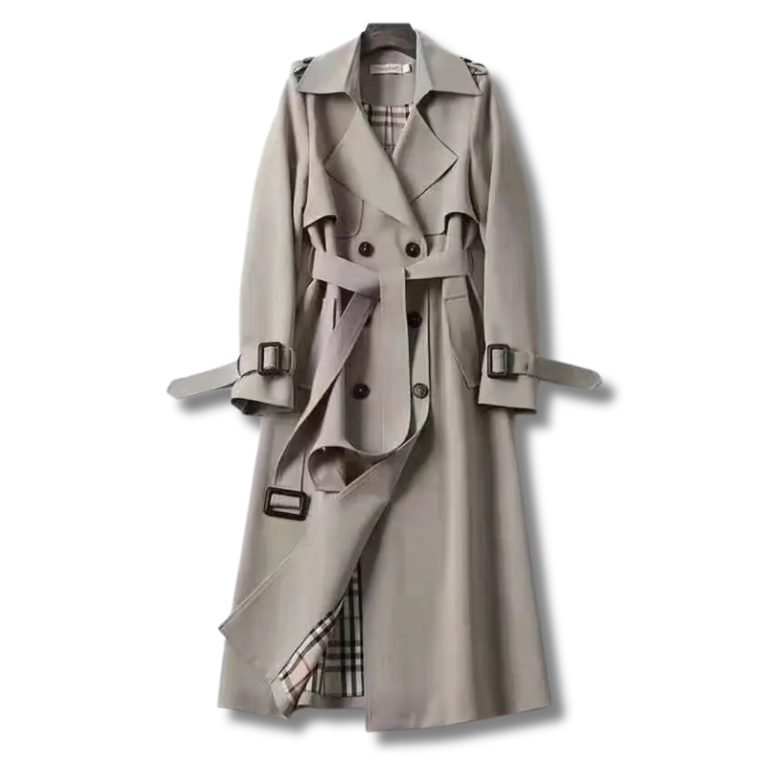 Women's Trench Coat Classic Knit Fabric Tailored Fit