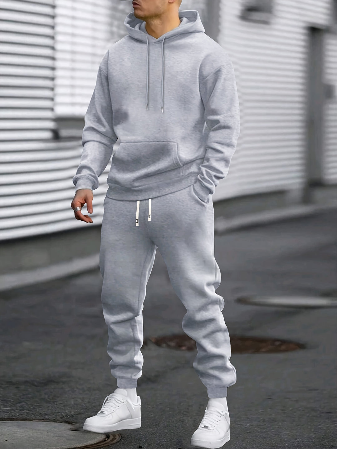 Men's Tracksuit Hoodie & Jogger Set - Soft Polyester Blend
