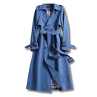 Women's Trench Coat Classic Knit Fabric Tailored Fit