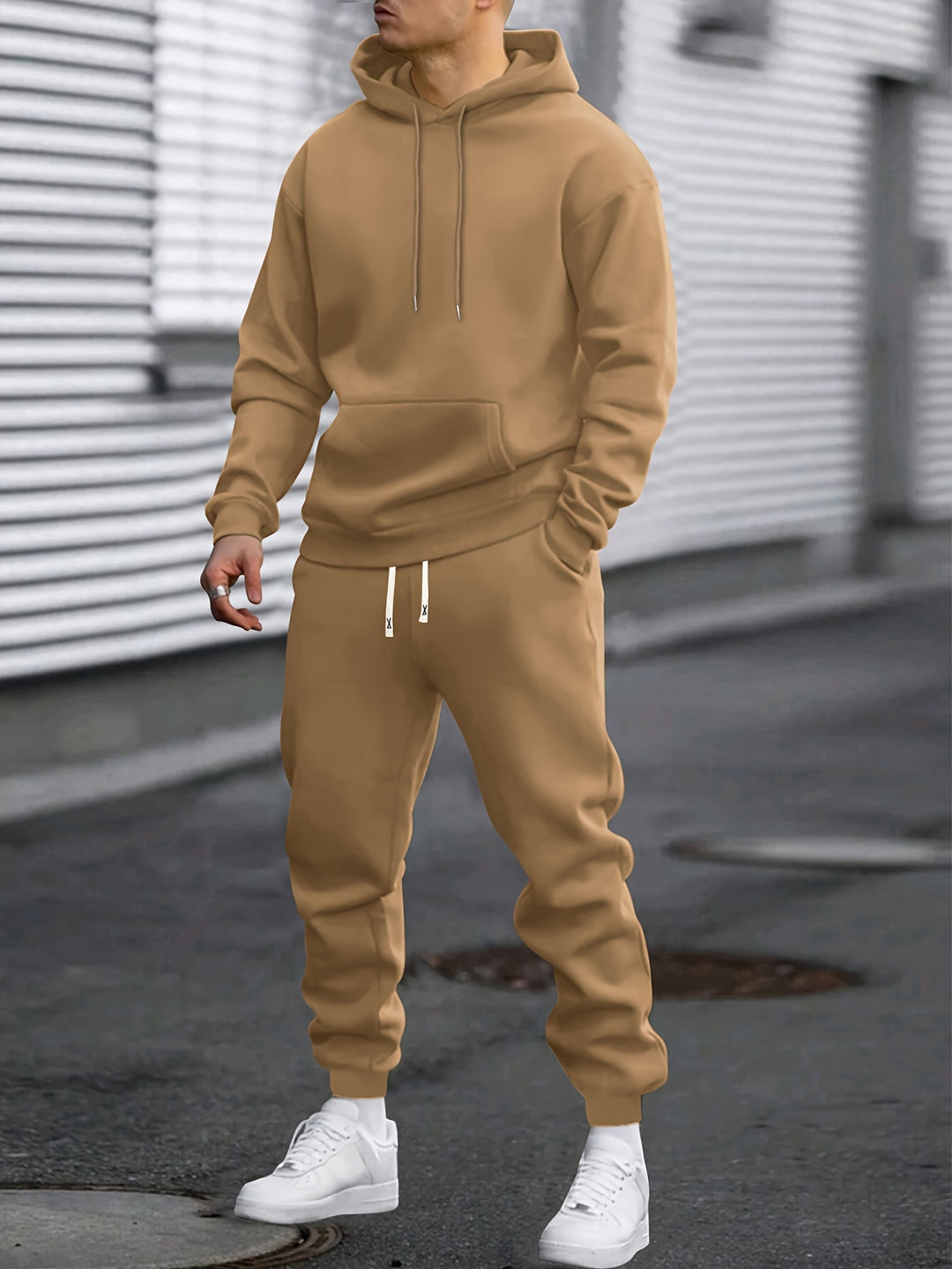 Men's Tracksuit Hoodie & Jogger Set - Soft Polyester Blend