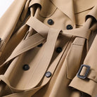 Women's Trench Coat Classic Knit Fabric Tailored Fit