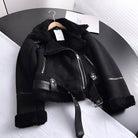 Women's Oversized Biker Jacket Faux Fur Lined Faux Leather