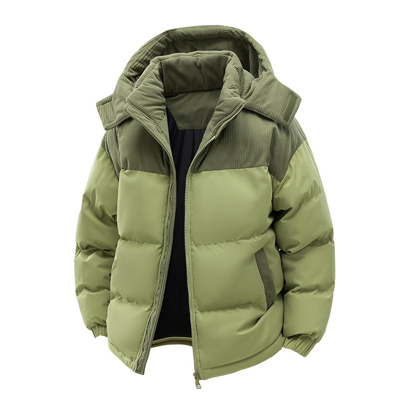 Men's Hooded Winter Jacket, Padded Quilted Outdoor Coat