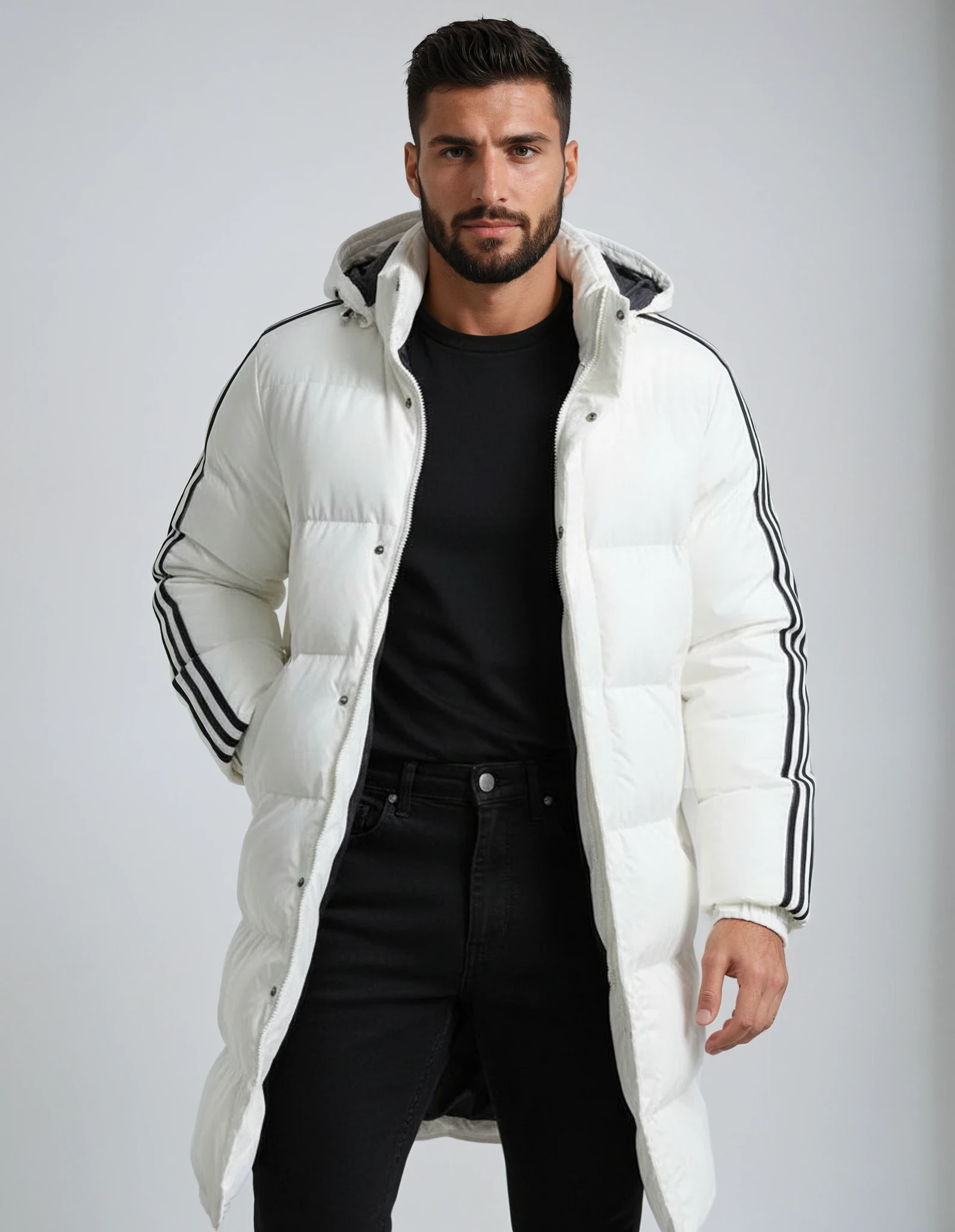 Men's Long Parka Jacket - Windproof Hooded Winter Coat