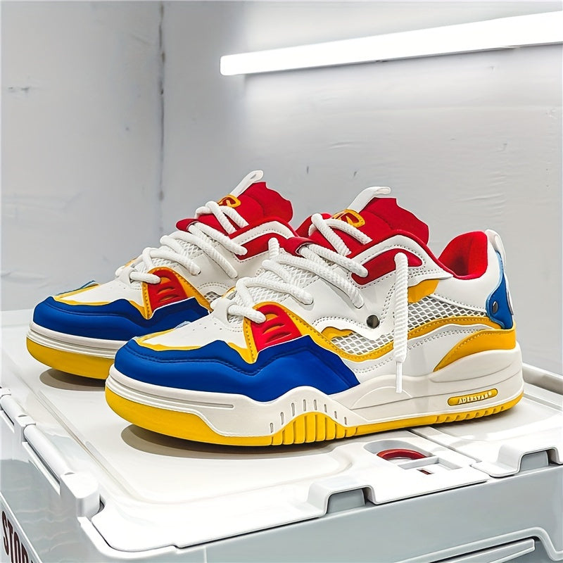 Men's Lightweight Sneakers with Lace-Up Closure and Contrast Details