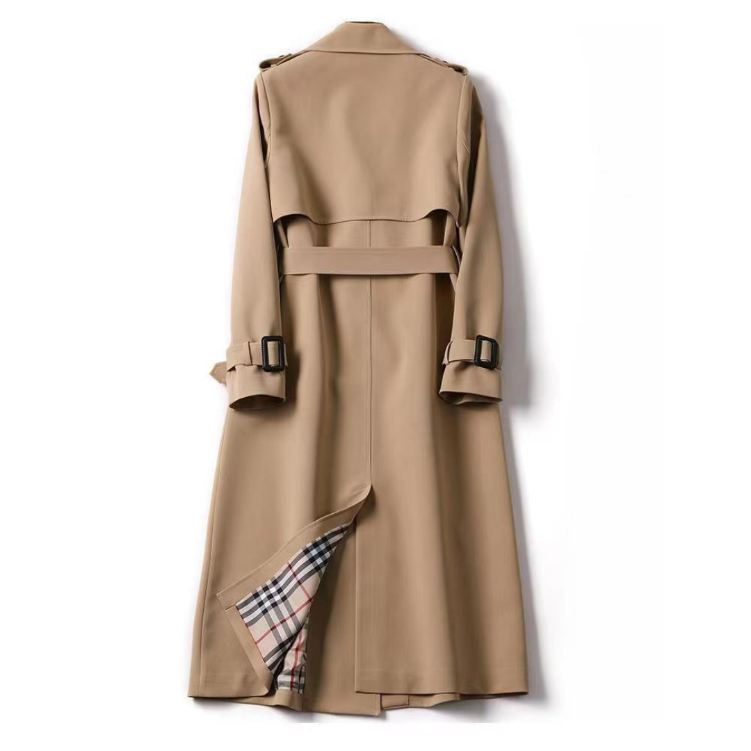 Women's Trench Coat Classic Knit Fabric Tailored Fit