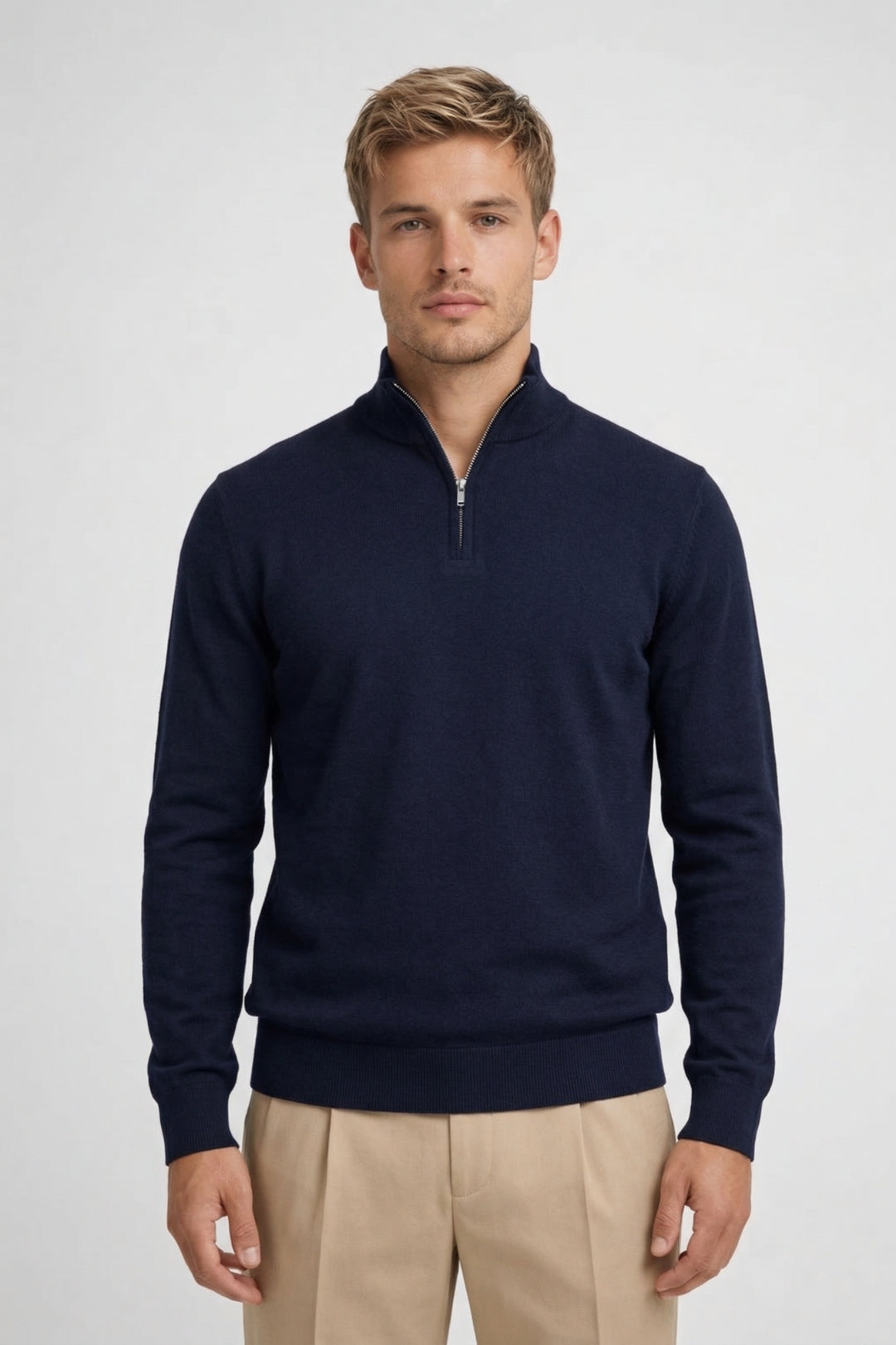 Men's Jumper Slim Fit Half-Zip Long Sleeve Pullover