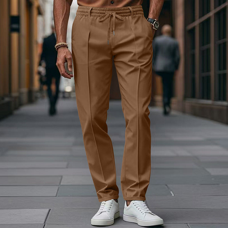 Men's Tapered Fit Trousers with Drawstring Waist