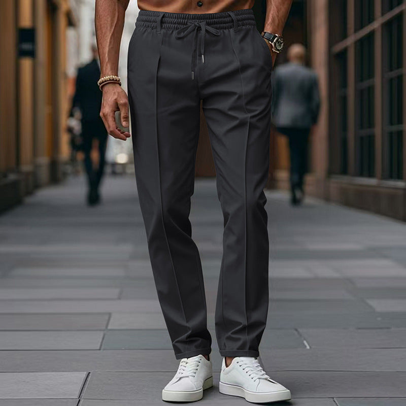 Men's Tapered Fit Trousers with Drawstring Waist