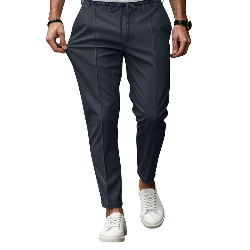Men's Tapered Fit Trousers with Drawstring Waist