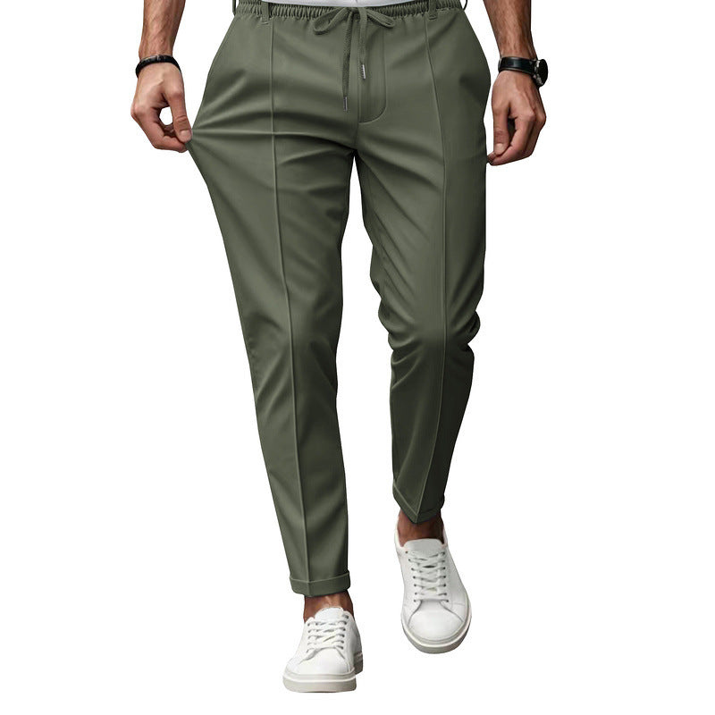Men's Tapered Fit Trousers with Drawstring Waist