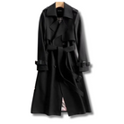 Women's Trench Coat Classic Knit Fabric Tailored Fit