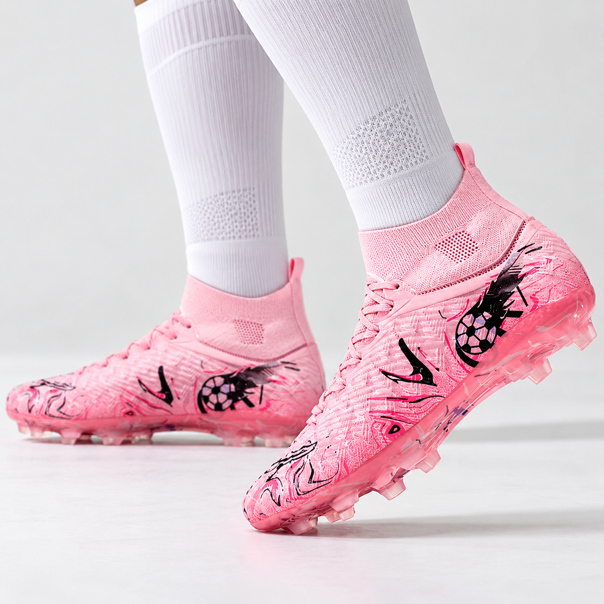 Men's Football Boots High-Top Wide Fit with Long Studs