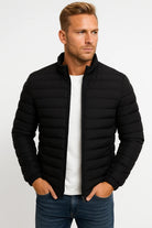 Men's Slim Fit Zip Jacket - Padded Long Sleeve Casual Coat