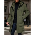 Men's Long Puffer Jacket - Hooded Winter Down Jacket