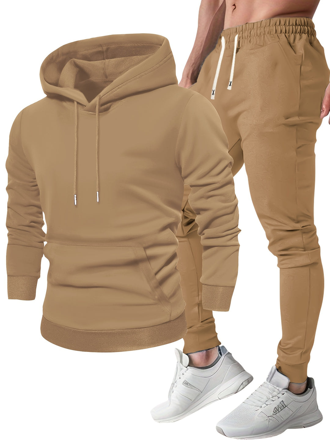 Men's Tracksuit Hoodie & Jogger Set - Soft Polyester Blend