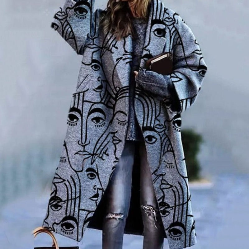Women's Winter Coat - Knitted Textured Wool-Blend, Fitted Silhouette