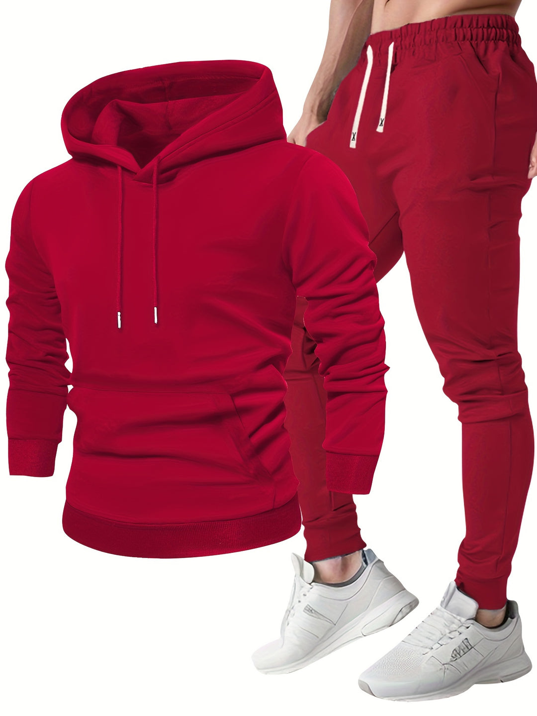 Men's Tracksuit Hoodie & Jogger Set - Soft Polyester Blend