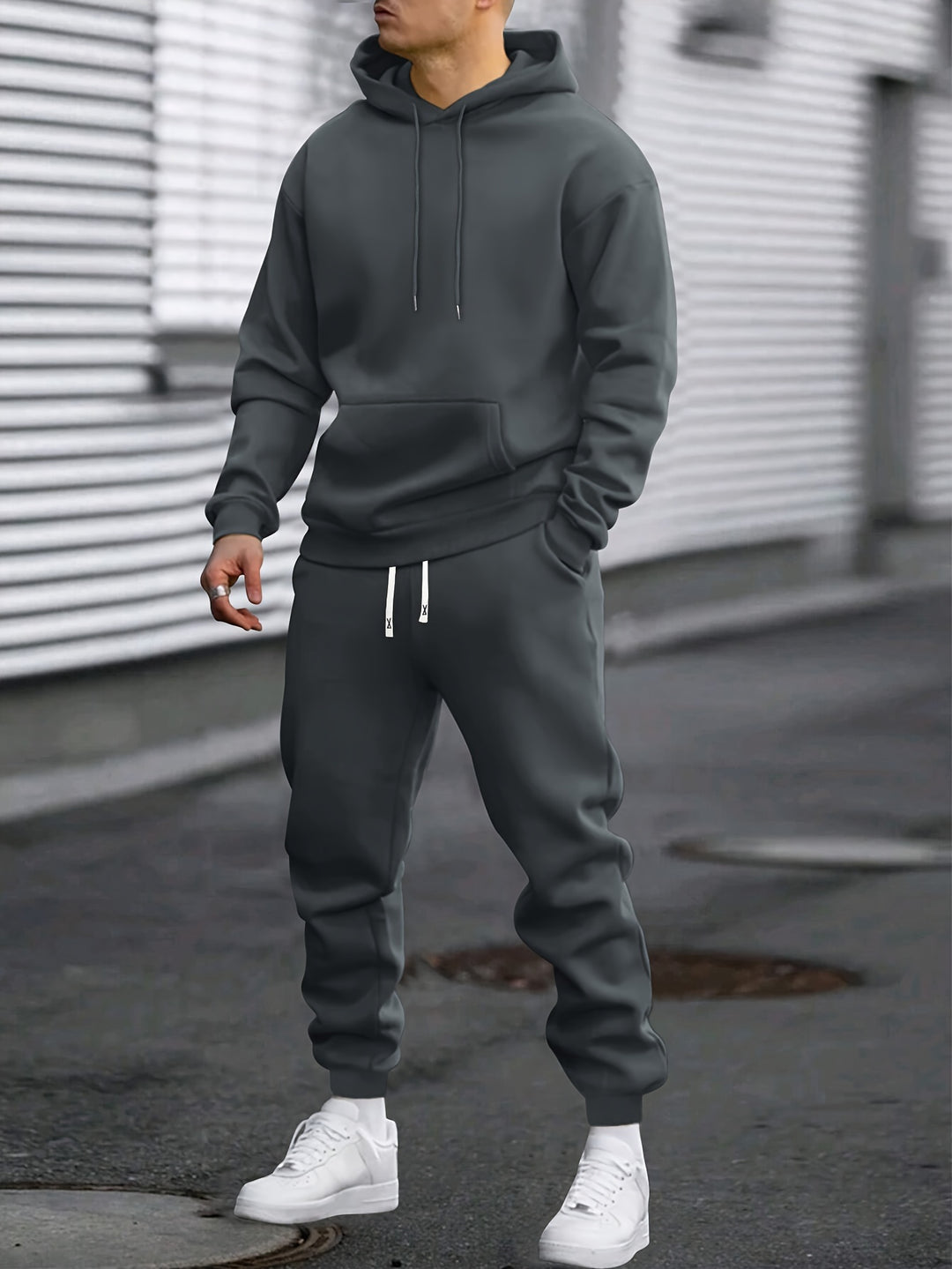 Men's Tracksuit Hoodie & Jogger Set - Soft Polyester Blend