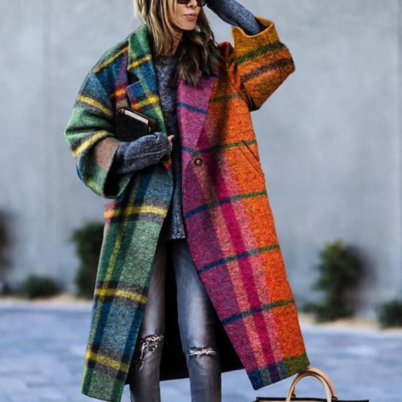 Women's Winter Coat - Knitted Textured Wool-Blend, Fitted Silhouette