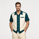 Mens Shirts Short Sleeve Button-Up Camp Collar