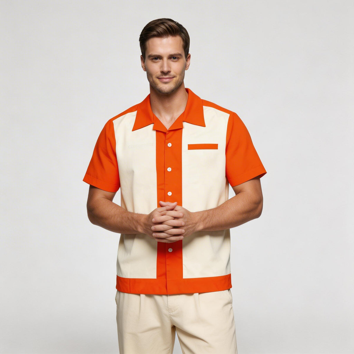 Mens Shirts Short Sleeve Button-Up Camp Collar