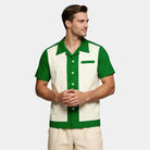 Mens Shirts Short Sleeve Button-Up Camp Collar