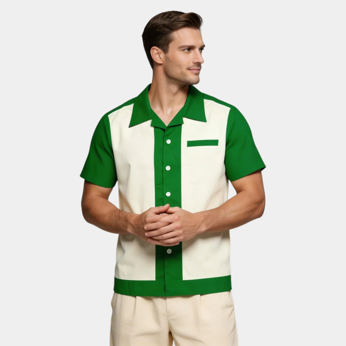 Mens Shirts Short Sleeve Button-Up Camp Collar